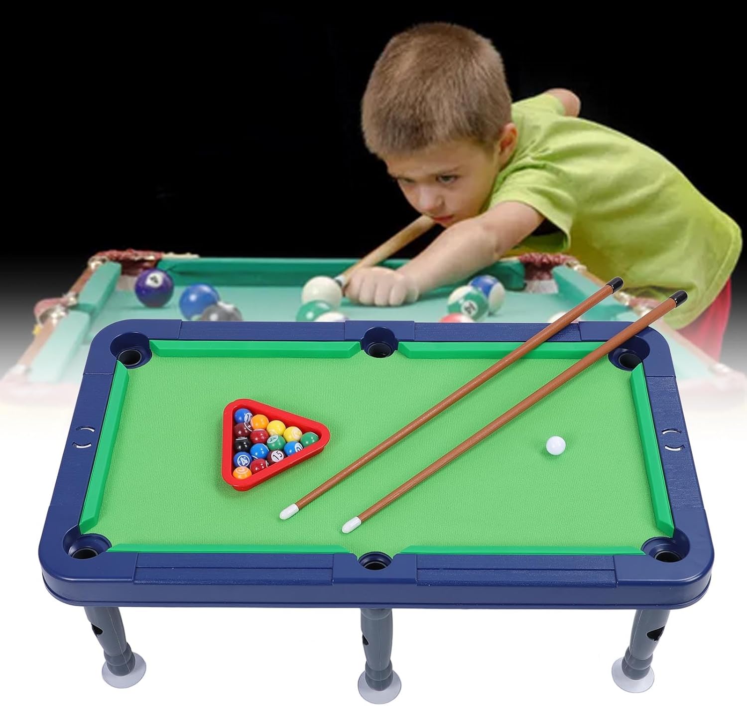 Kids Multi Table Game Set, 6 in 1 Tabletop Family Game with Pool Foosball Air Hockey and Table Tennis for Home