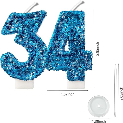 Miniatura 18 de Velas de números con purpurina de oro rosa de 2.8 pulgadas, muchos colores, regalos de cumpleaños de 22 años, velas de cumpleaños, velas de números