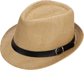 SIQITECHNO Straw Fedora Sun Hat Straw Cowboy Hat for Women Men Classic Short Brim Fedora Trilby Roll Up Panama Jazz Beach Cap