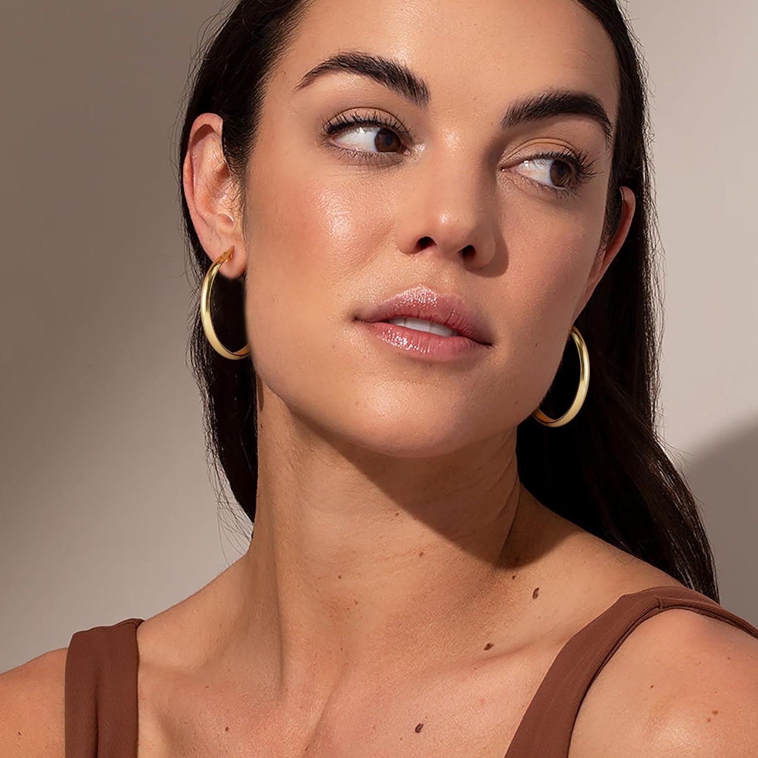 OOOPEL 3mm Wide Large Hoop Earrings for Women Hypoallergenic 925 Sterling Silver Post Gold Earrings Lightweight Silver Hoop Earrings Oversize Big Gold Hoops 30/40/50/60MM - Image 5