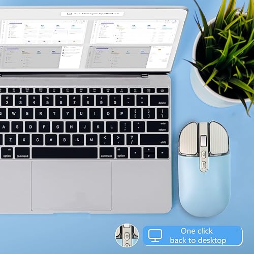 Miniatura 3 de YOCUNKER Ratón inalámbrico, 2.4 G, recargable, silencioso, delgado, con receptor USB, 3 DPI, botón de vuelta al escritorio, mouse inalámbrico para