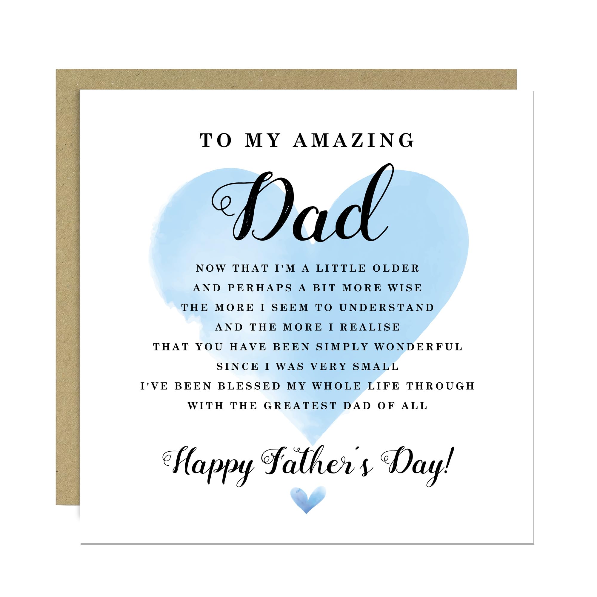 RED OCEAN Amazing Dad Fathers Day Card From Daughter Happy Father's Day Card For Dad 145x145mm With Kraft Envelope Cards For Father