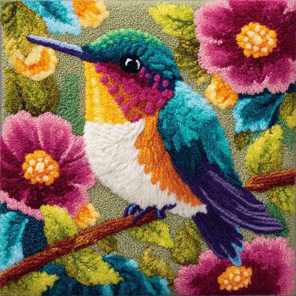 Henypt Latch Hook Cushion Kits 17X17inch, Flowers and Birds