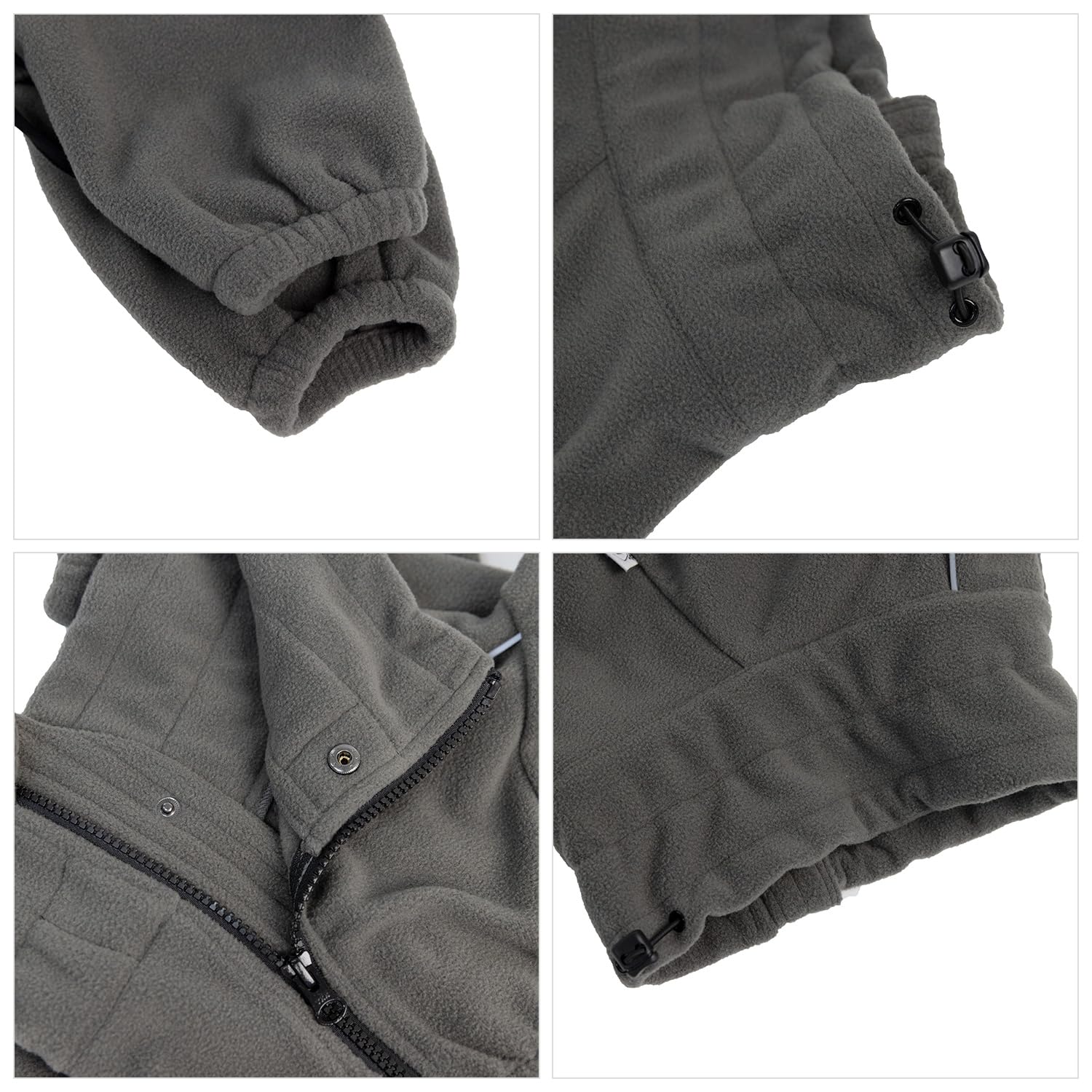 Lovelonglong Warm Dog Coat, Windproof Dog Jacket for Small Medium Large Dogs, 4 Legged Fleece Dog Winter Coat Zippered Closure Dog Outdoor Jacket Drakgray XXL