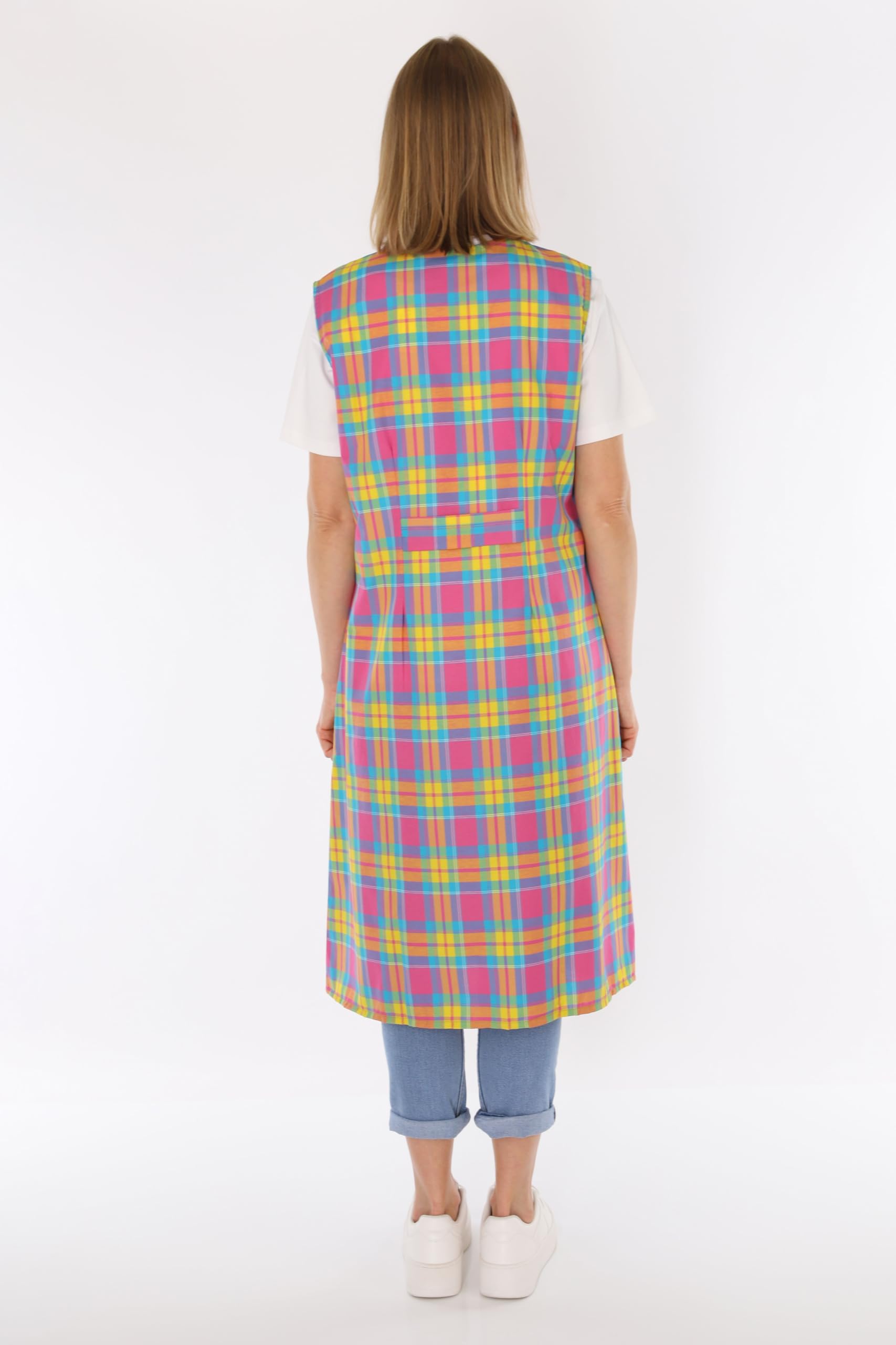 Blouse boutonnée pour femme - En tissu mélangé - À carreaux - Sans manches - Tablier de cuisine, Design 6, 48