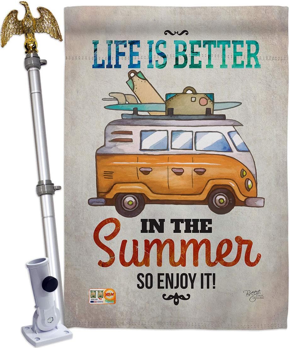 Better in Summer House Flag Summertime Fun and Sun Beach Pool Luau Tropical Party Season Outdoor Sunny Small Decorative Gift Yard Banner Made USA 28 X 40