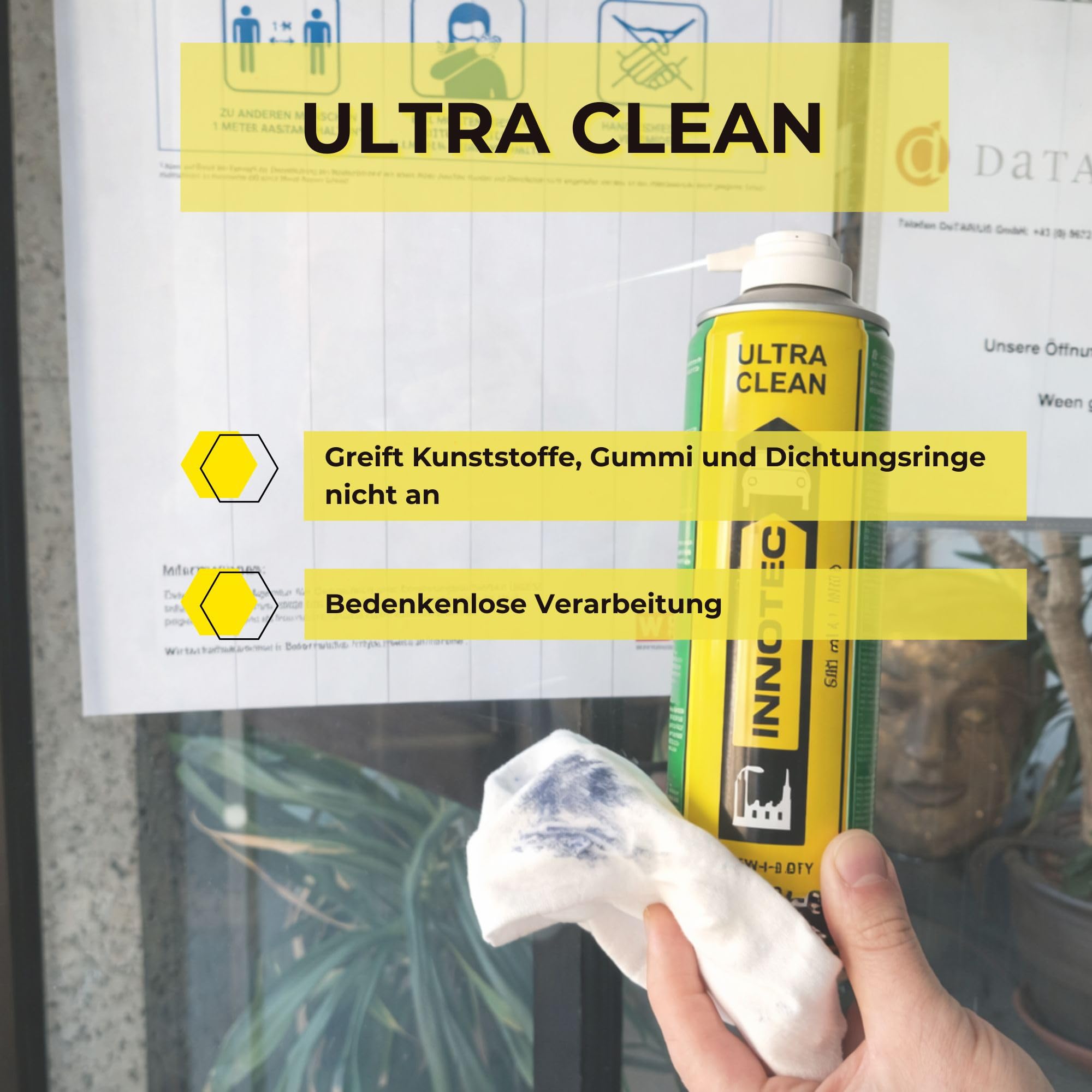 4 Stück INNOTEC Ultra Clean 500 ml Aerosol – Intensivreiniger für KFZ, Industrie und Werkstatt – löst Öl, Fett, Teer, Wachs, Kleber & Schmutz – mit Sprührohr für präzise Anwendung – Premium Qualität