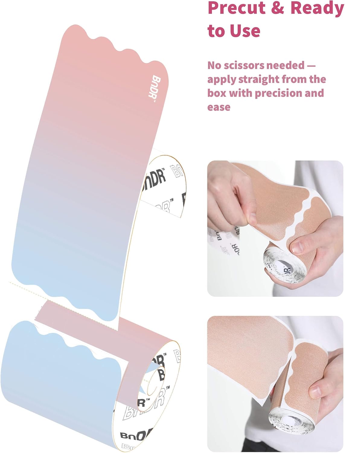 Precut BnDR Tape with Nipple Covers, Extra Wide Chest Binding Tape for FTM Transgender, 7 Inch x 20 pcs