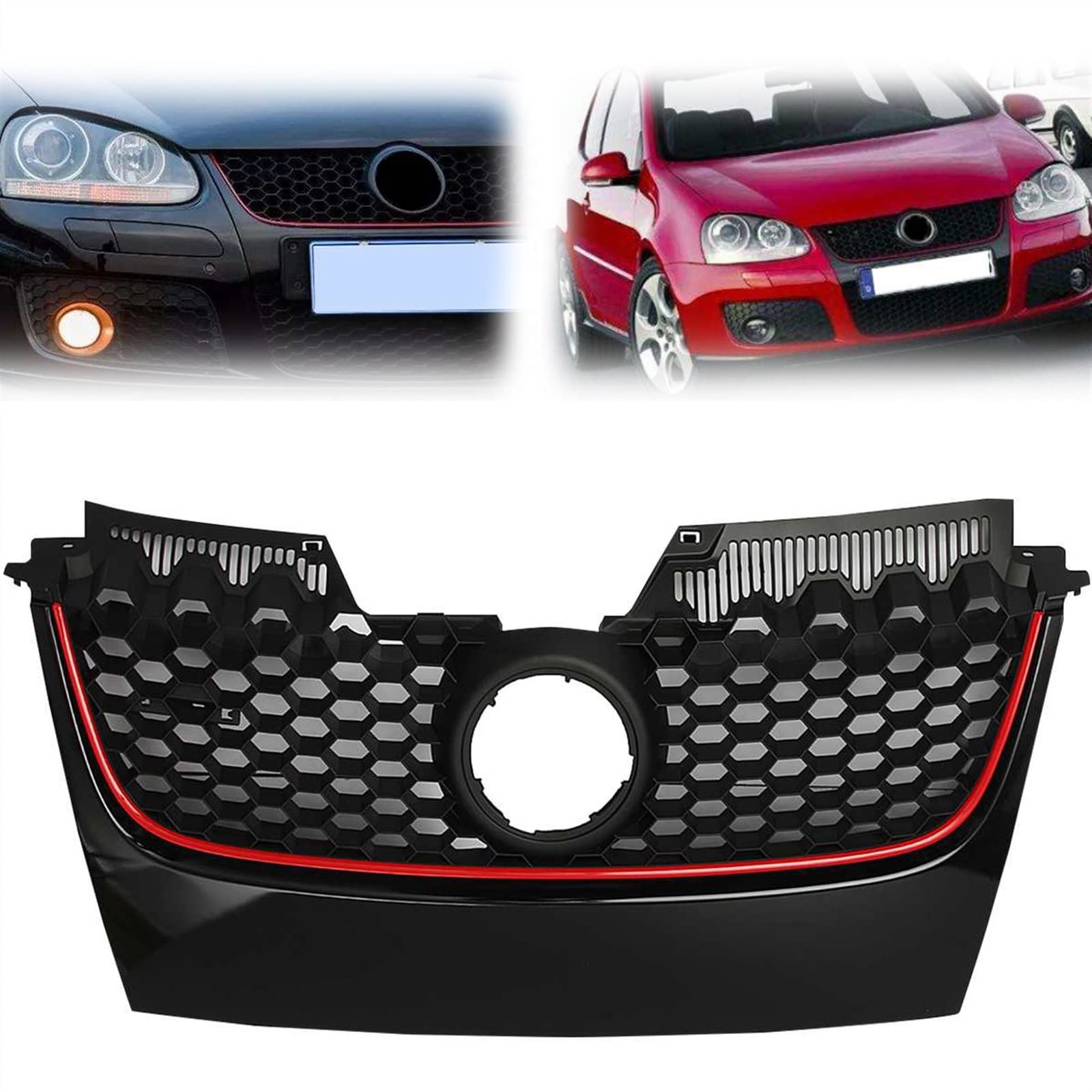Grille de pare-chocs calandre centrale pour Jetta 2006-2009 bande rouge