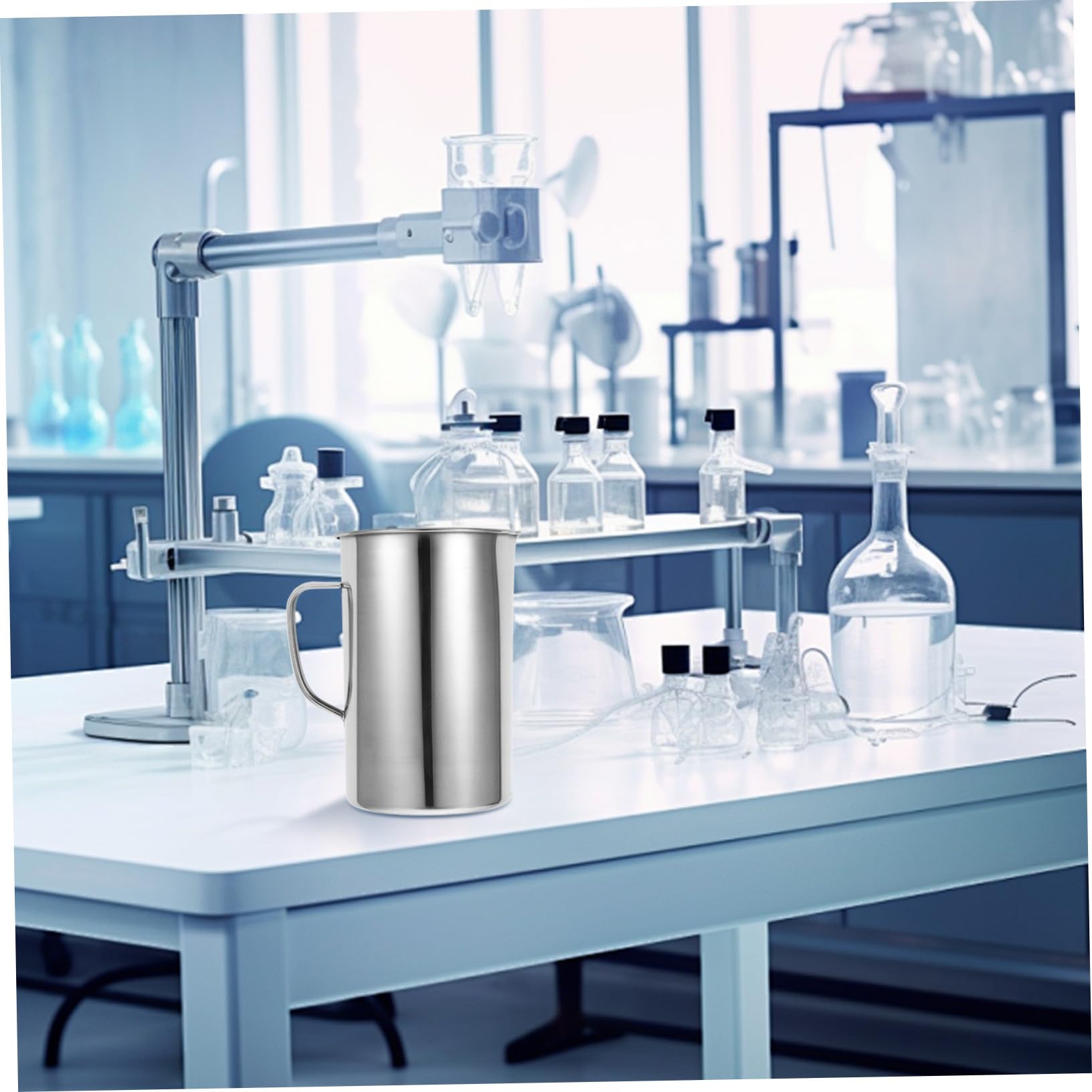 Hemobllo Misurino con Beccuccio Anti-goccia in Acciaio Inox 2000 Ml Graduato e Manico Ergonomico per Uso in Cucina e Laboratorio