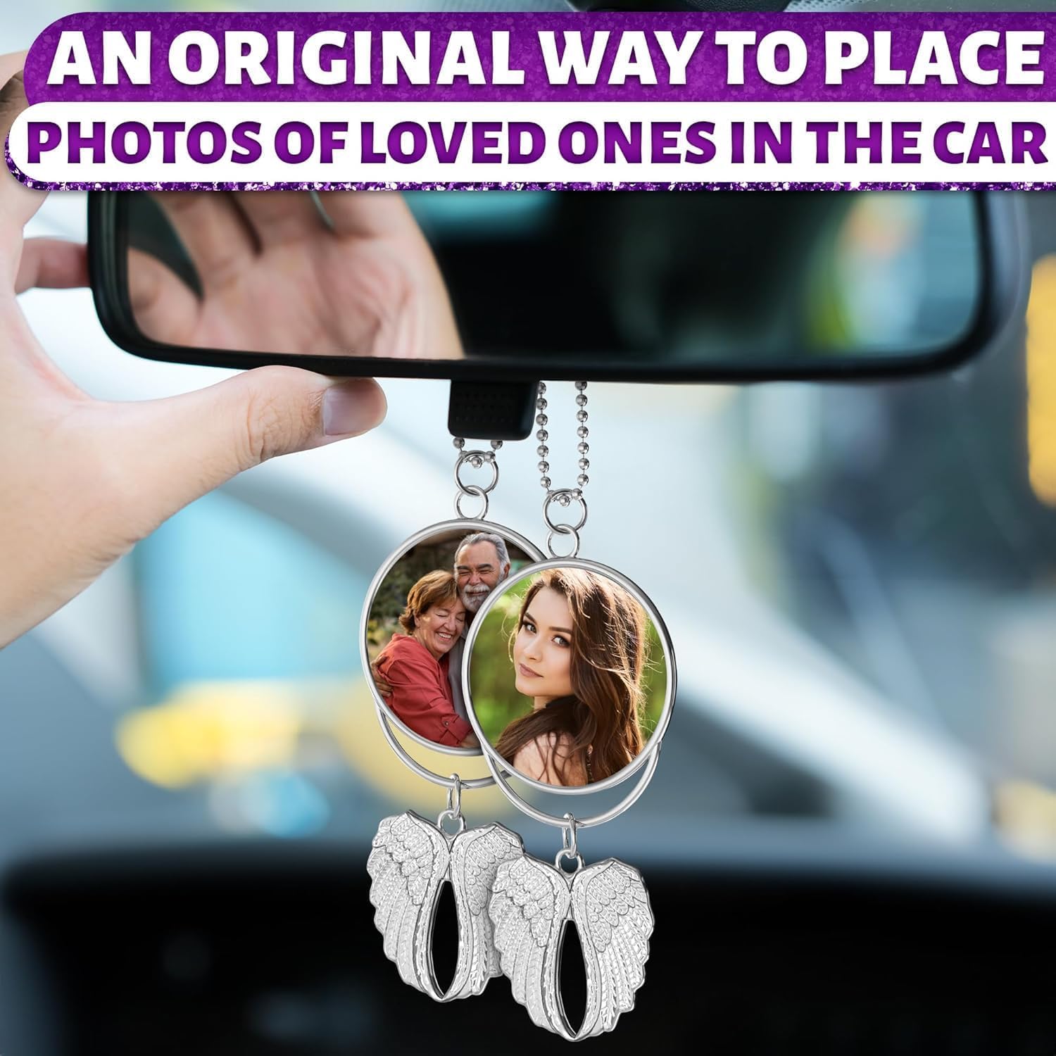 12 Pcs Angel Wings Sublimation Blanks – Double-Sided Sublimation Memorial Blanks | Holds 1.6" Round Photo – Aesthetic Design | Easy Print | Metal Surface with Chain for DIY Keepsake & Gift Giving - Image 6