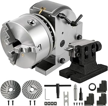 Vevor Dividing Head BS-1 Dividing Head Set 6" 3-jaw Chuck Semi Universal Milling Set with 6" Chuck+Tailstock+Dividing Plates for Milling Grinding Drilling Machine -