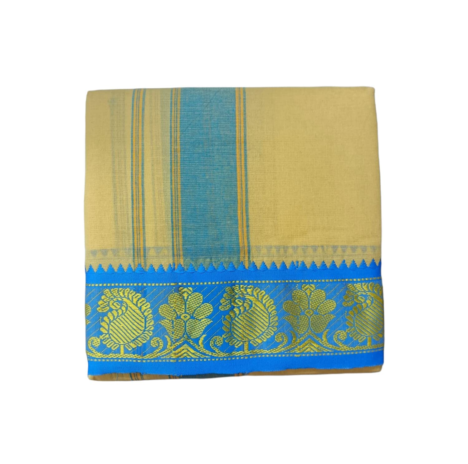Men’s Traditional Pure Cotton Dhoti With 3″ inch Jacquard Polyester Border Color Dhoti Size 9X5 (or) 4.15 Mtr Dhoti with 2.30 Mtr Angavastram Men’s Traditional Pure Cotton Dhoti With 3″ inch Jacquard Polyester Border Color Dhoti Size 9X5 (or) 4.15 Mtr Dhoti with 2.30 Mtr Angavastram