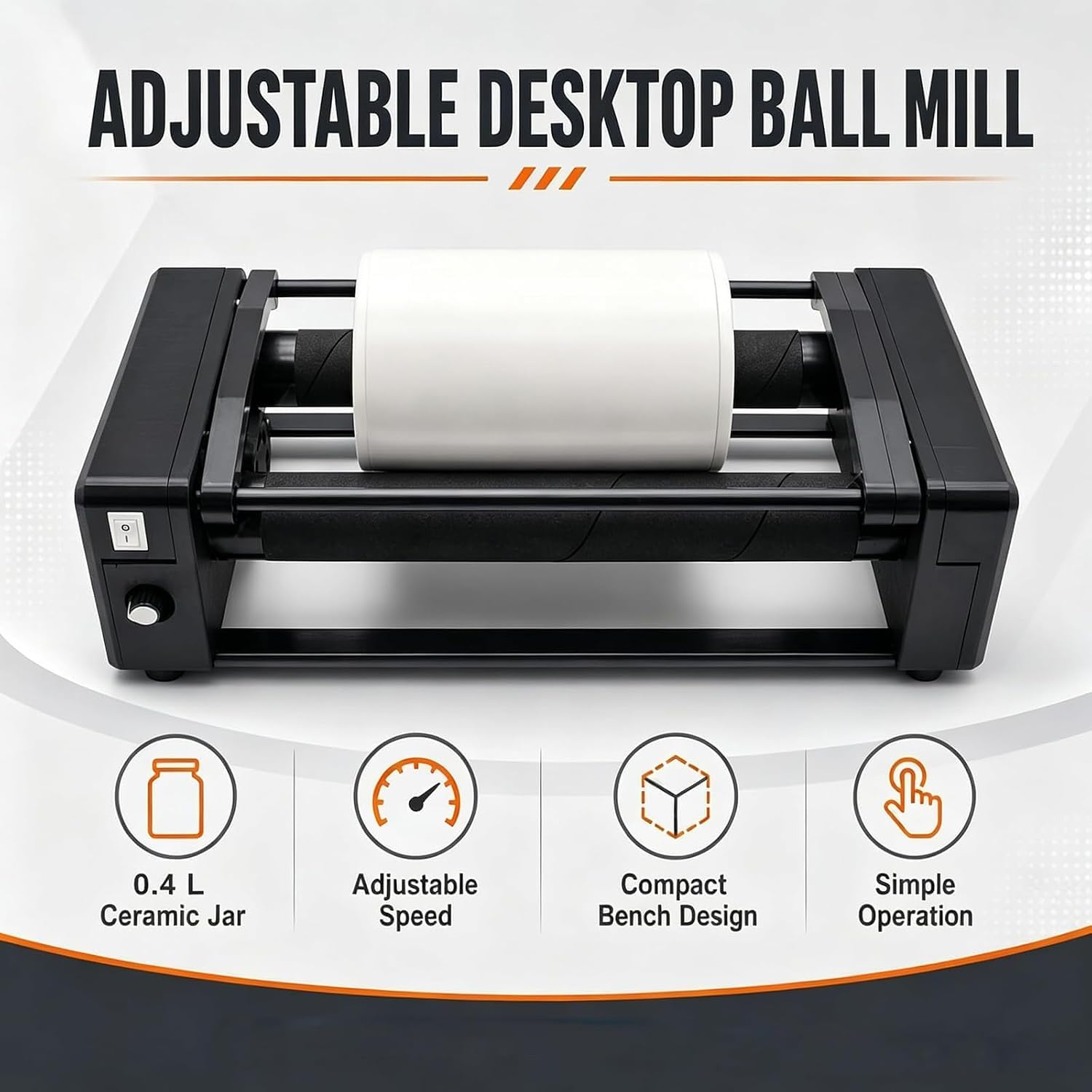 Labor-tischkugelmühle, Horizontale Kugelmühlen-poliermaschine Mit Digitaltimer, Mahlkapazität 30–150 Ml, Für Die Schmuckherstellung Und Probenvorbereitung