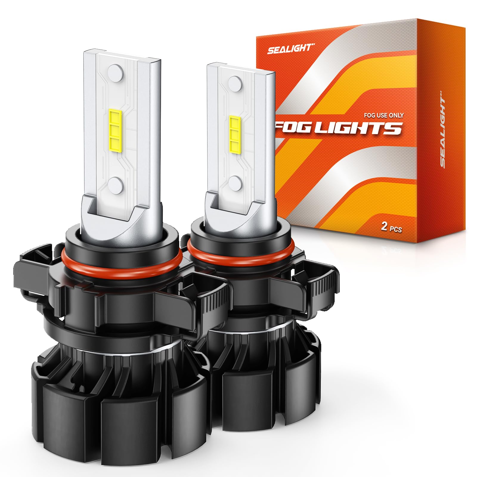SEALIGHT 5202 LED Fog Light Bulbs, 18000LM 800% High Bright 50000 Hours Lifespan PS19W PS24W Fog Lights Led 5202 LED Bulb, 6500K Cool White Strong Penetration 5202 Fog Light Bulbs, Pack of 2