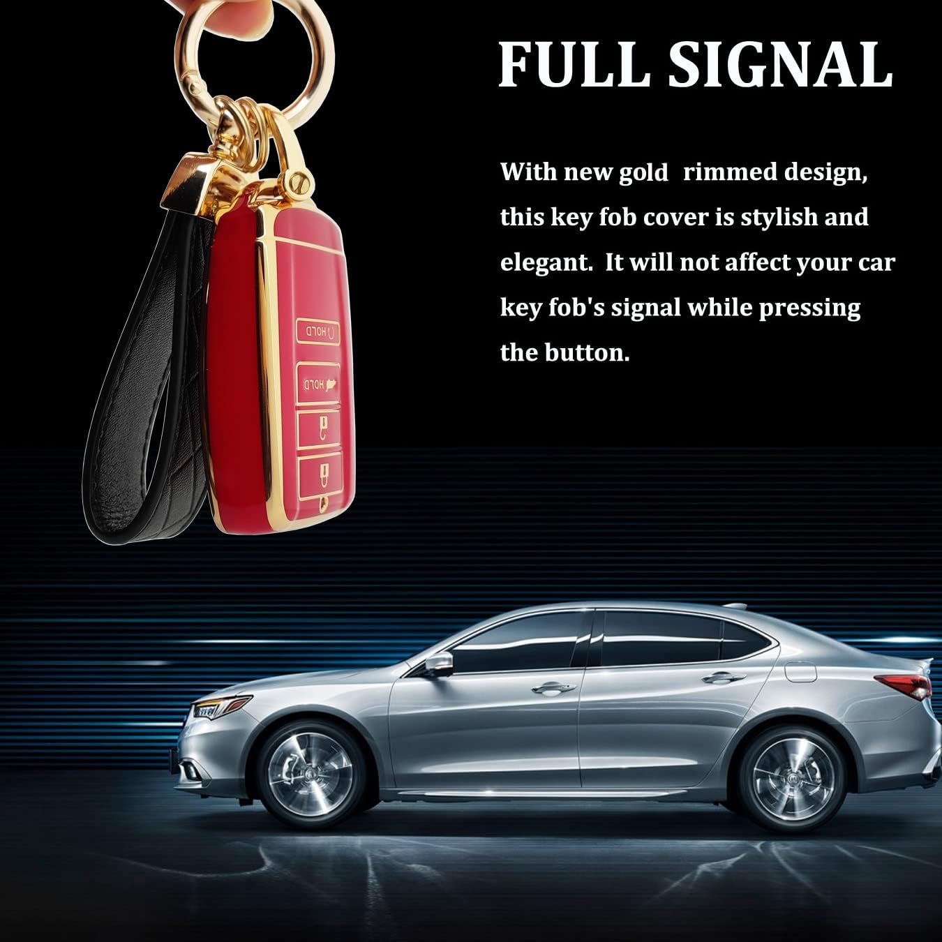 TPU Protective Key Fob Cover Case Compatible with Acura RLX RDX MDX ILX TLX PLX NSX TL Smart Remote Key Fob (Red) image 3