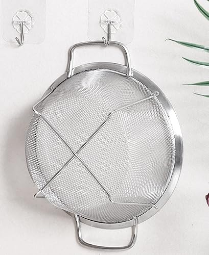Miniatura 7 de Colador de malla de acero inoxidable, colador de red de malla fina de 3 cuartos de galón con asas resistentes y borde ancho y pies de descanso para