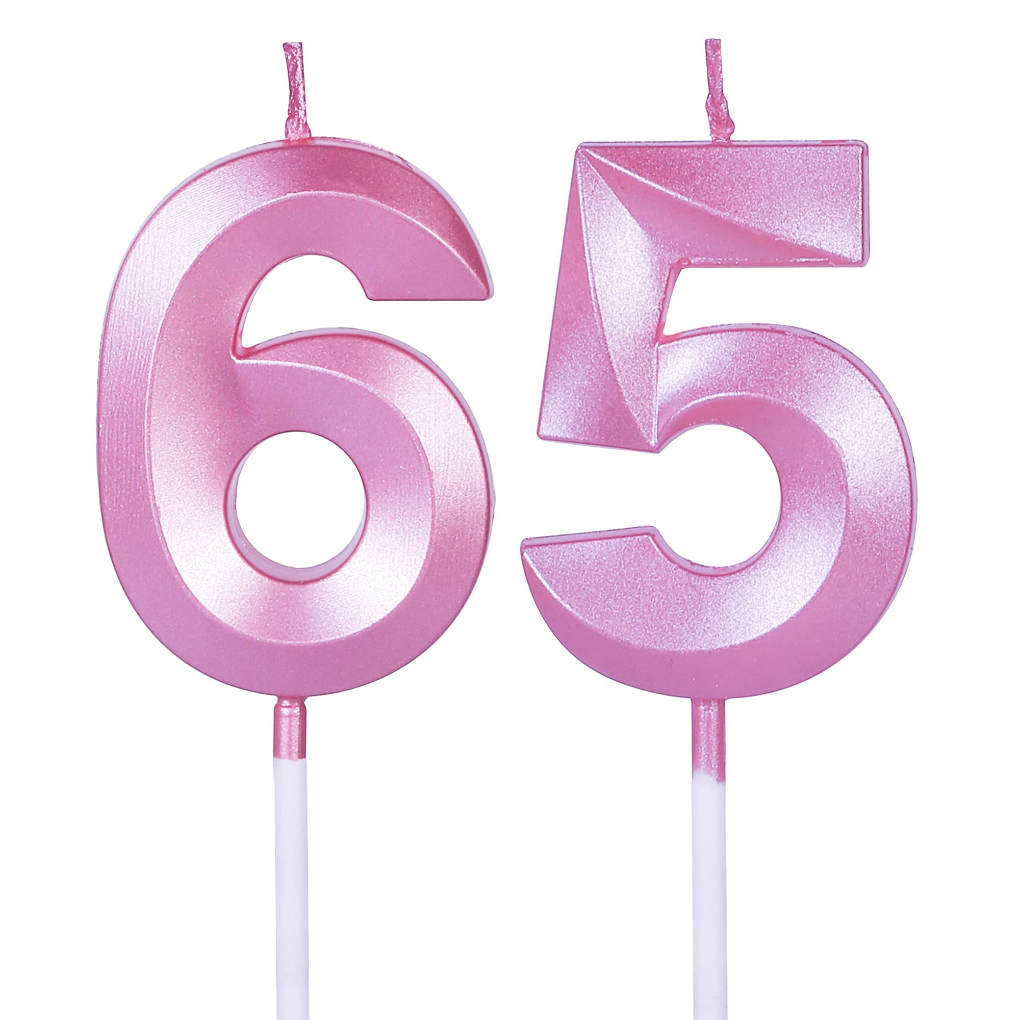VSHILI 56 & 65 Birthday Candles - Pink Number Cake Candles, Cake Topper Decor For Milestone Birthdays - View #8