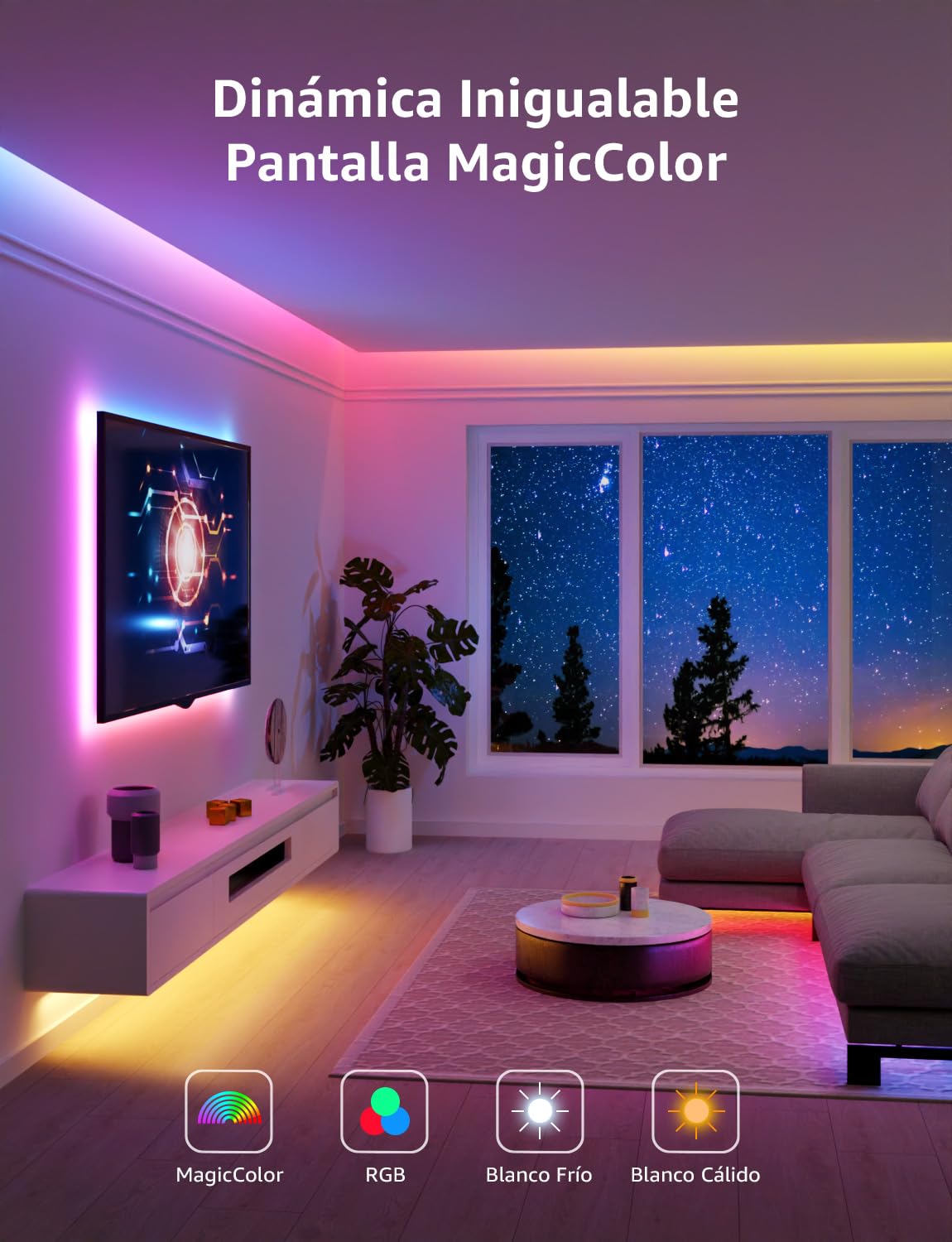 Lepro S1 AI Tira LED 5M, Luces LED MagicColor, Fonciona con Alexa y Google Assistant, Sincronización de Música, Diseñador de Iluminación AI Personalizado, Luz WiFi para Dormitorio, Fiesta, Gaming