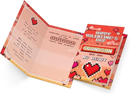 Miniatura 3 de Tarjeta de San Valentín para nieto Prime Greetings fabricada en Estados Unidos respetuosa con el medio ambiente tarjeta gruesa con sobre de alta