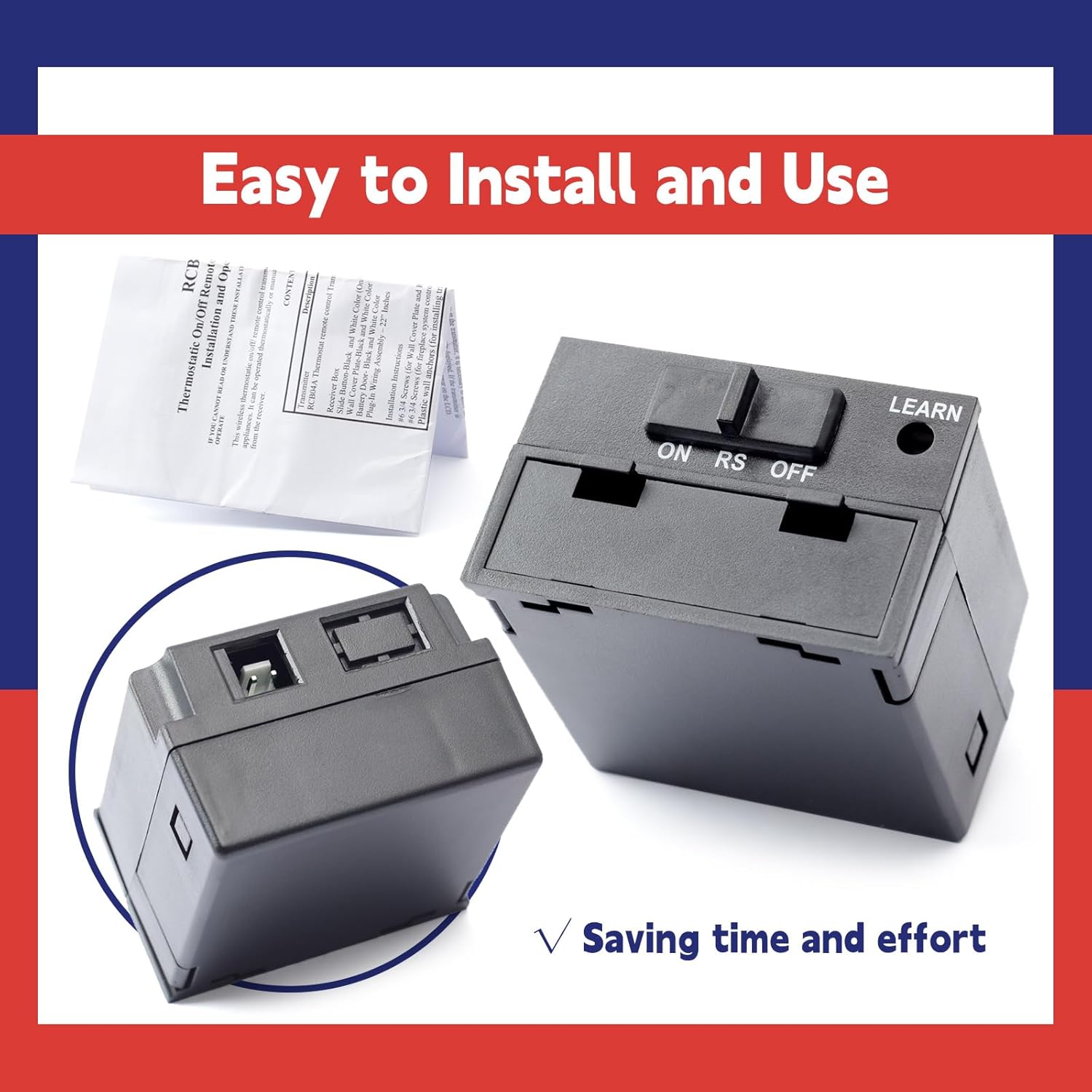 Upgraded Fireplace Remote Control Kit Replacement for Skytech for Majestic for Ambient for Empire for Monessen Millivolt Valve Fireplace Stove with Thermostat On/Off Control Remote Receiver