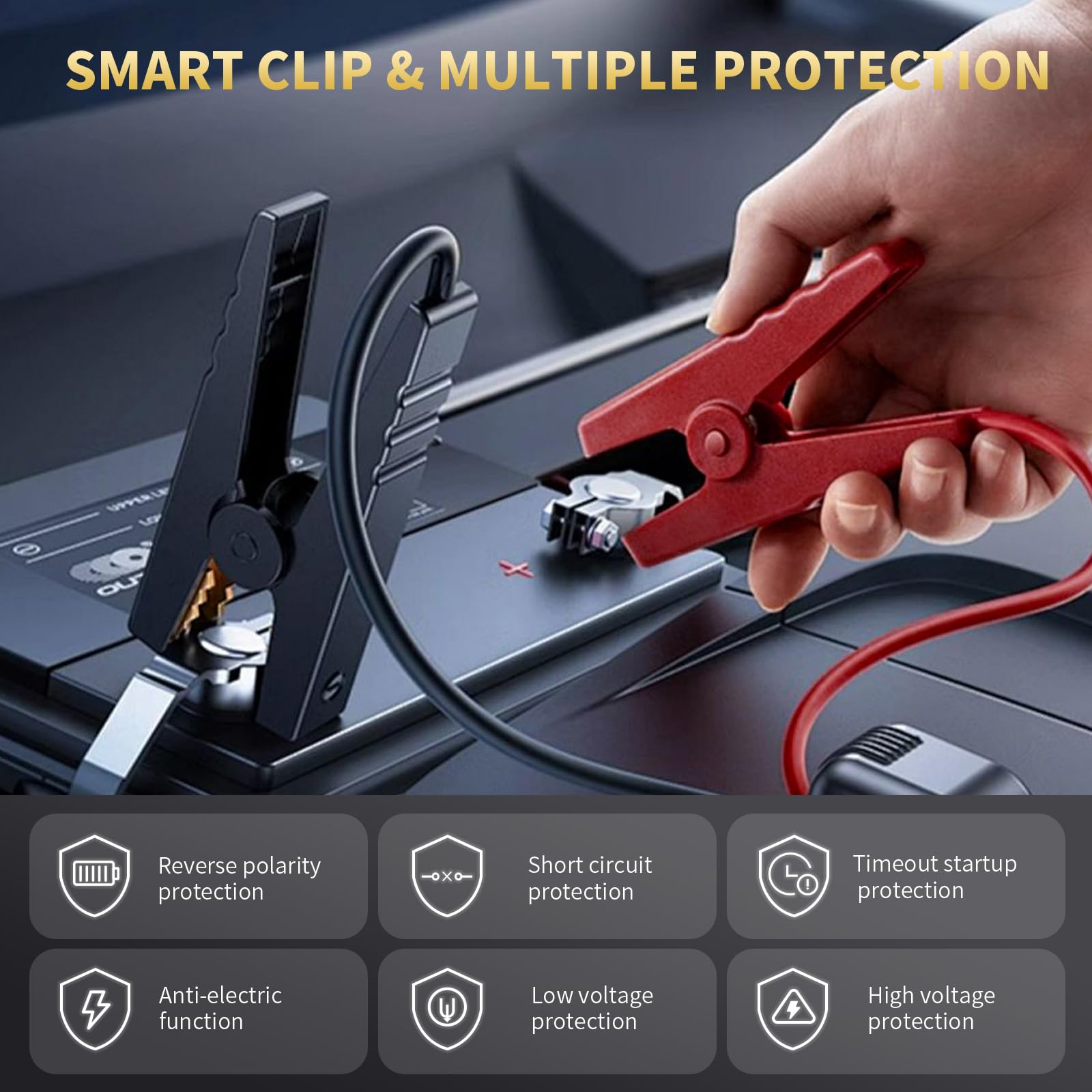 Booster Avviamento Auto 4000A 12V Starter Batteria Auto Portatile Avviatore per auto con schermo LCD Car Jump Starter Cavi Batteria Auto Estesi per auto, camion, moto, SUV, ecc