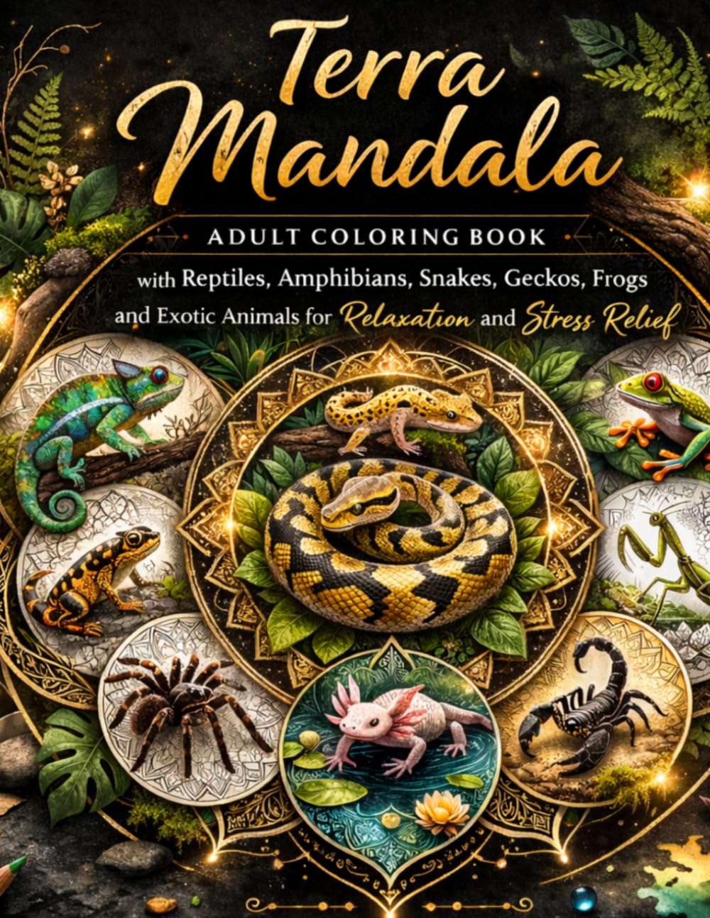 Terra Mandala: Adult Coloring Book with Reptiles, Amphibians & Exotic Animals for Relaxation and Stress Relief