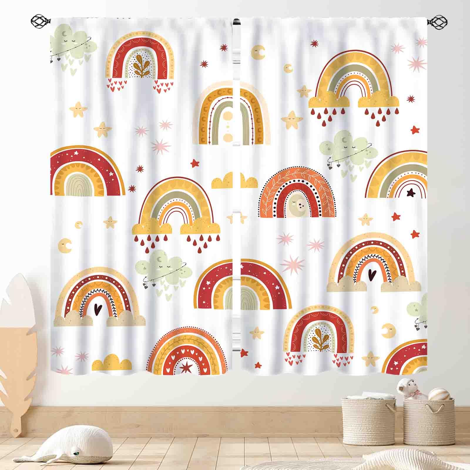 TKUYO Rainbow Curtains, Kids Girls Baby Boho Cute Inspirational Motivational Quotes Rainbow Colorful Bright Window Drapery for Bedroom Living Room Nursery Classroom Bathroom 2 Panels, 84"x84" Inch