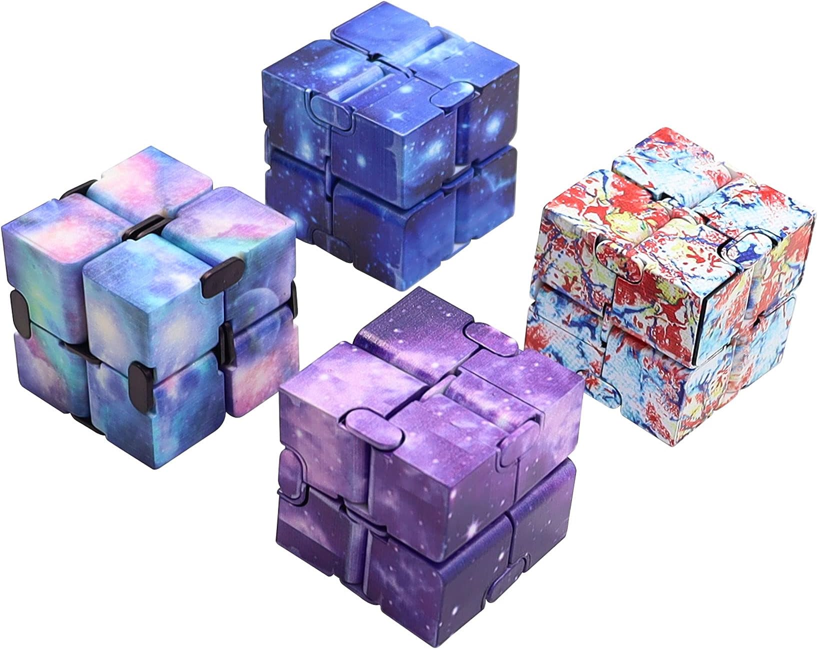 Aohcae Infinity Cube Fidget Toy 4PCS, Magic Infinity Cube Desk Toy Mini Sensory Toys Stress Relief Tool Anti-Stress Fidget Toys Suitable for Adults and Kids