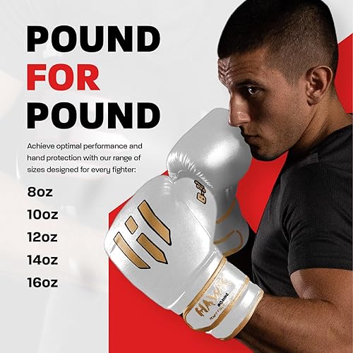 Miniatura 7 de Hawk Boxing Gloves for Men  Women Training Pro Punching Heavy Bag Mitts MMA Muay Thai Sparring Kickboxing Gloves Black, White