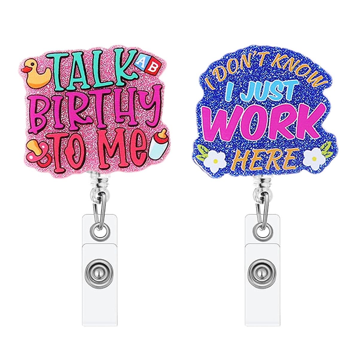 MENGSOOD Retractable Badge Holder Cute Badge Reel Holders with Id Clip Heavy Duty Id Name Tag Badge Clips Keychain for Nurse Teachers Office Workers &