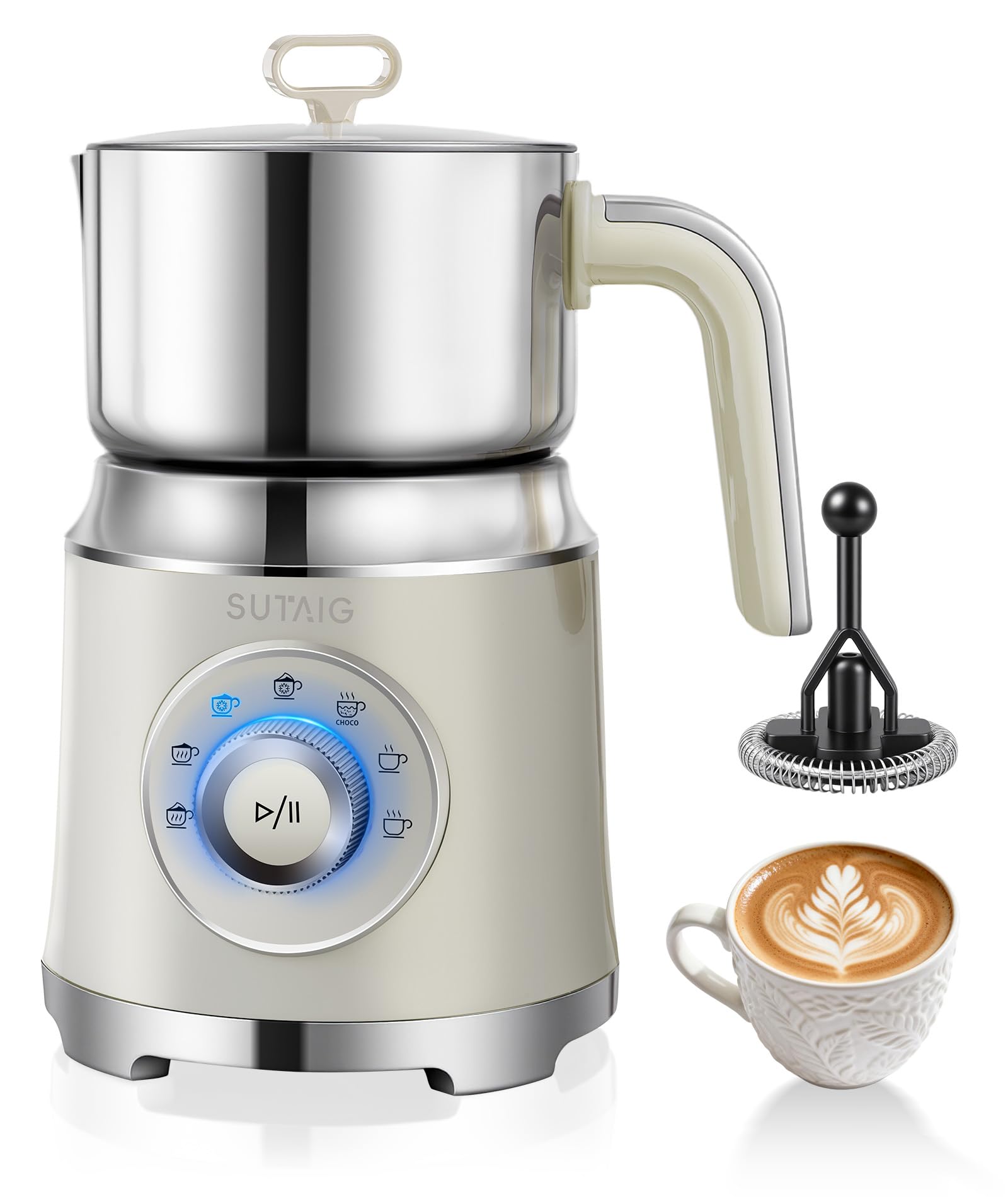 Photo 1 of Milk Frother, 27oz All-in-1 Milk Steamer and Frother for Coffee, Variable Froth Thickness, Hot & Cold Foam Milk Warmer with Temperature Control