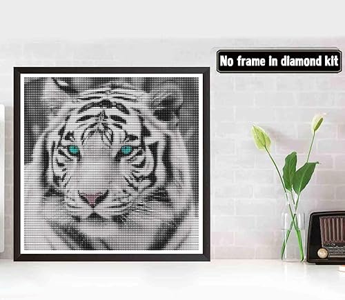 Miniatura 9 de Bimkole Kits de arte de diamantes 5D para adultos, abrazo de tigre blanco, juego de bordado de diamantes de imitación de taladro completo, pintura