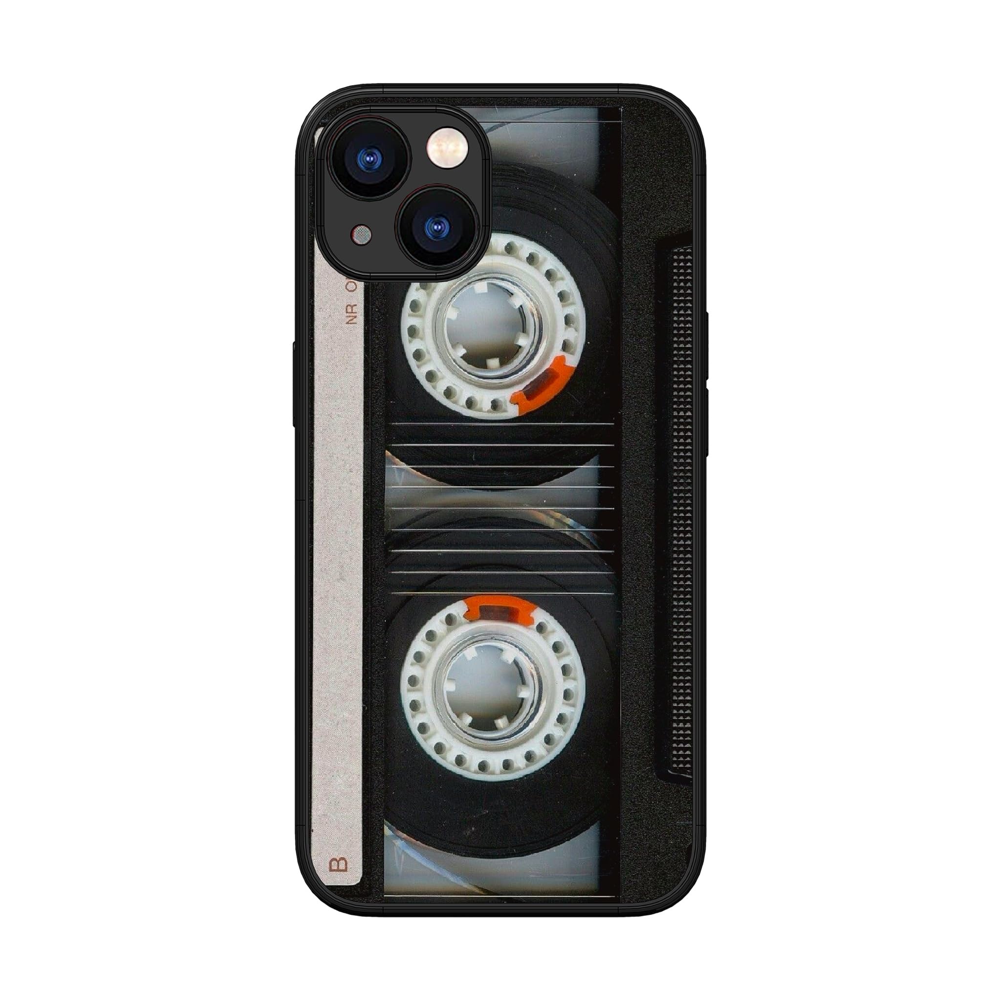 Penguin Prints Cassette Tape Printed iPhone Back Cover Rubber case with Glass Back (iPhone 13)