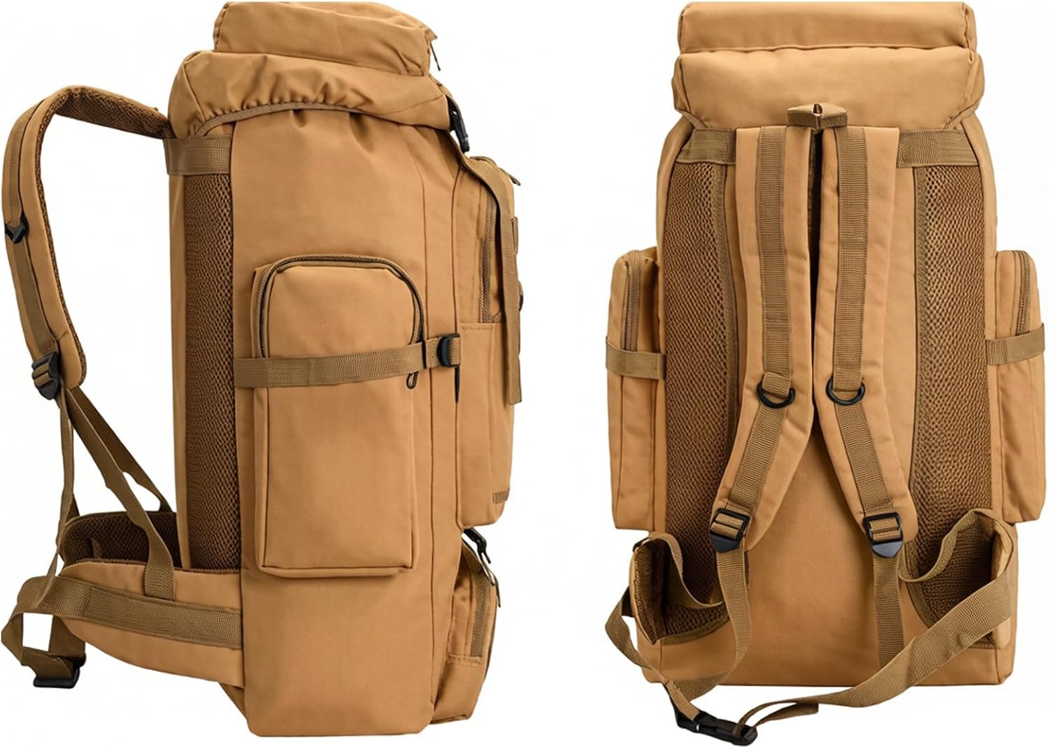 80L Camping Hiking Backpack,Molle Military Tactical Rucksack Backpack,Waterproof Lightweight Hiking Backpack for Outdoor (Khaki, 80L)