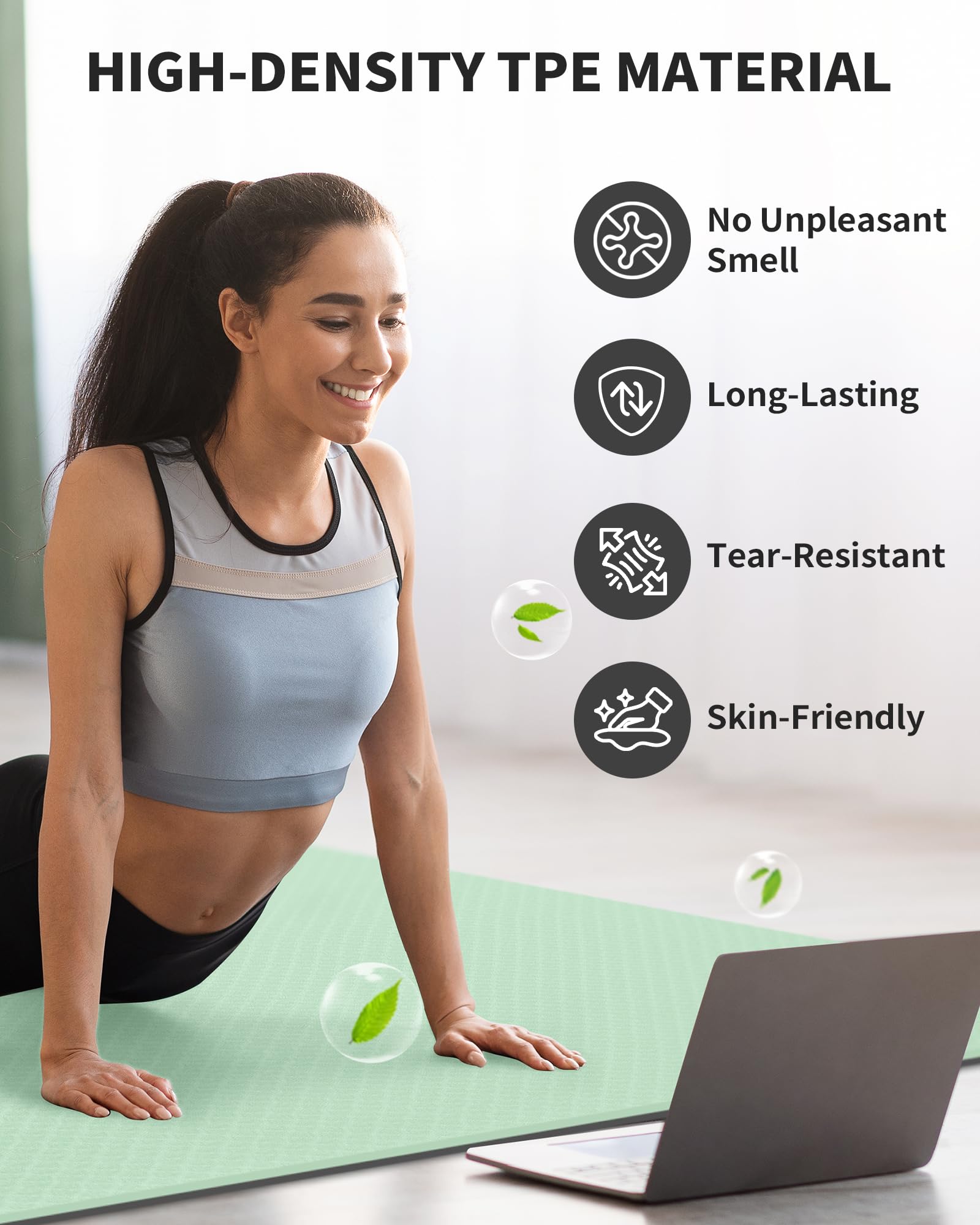 CAMBIVO Esterilla Yoga Grande 183x122cm | Pilates Fitness TPE Antideslizante, Colchoneta Gimnasia Gruesa para Ejercicio en Casa, Gimnasio, Deporte