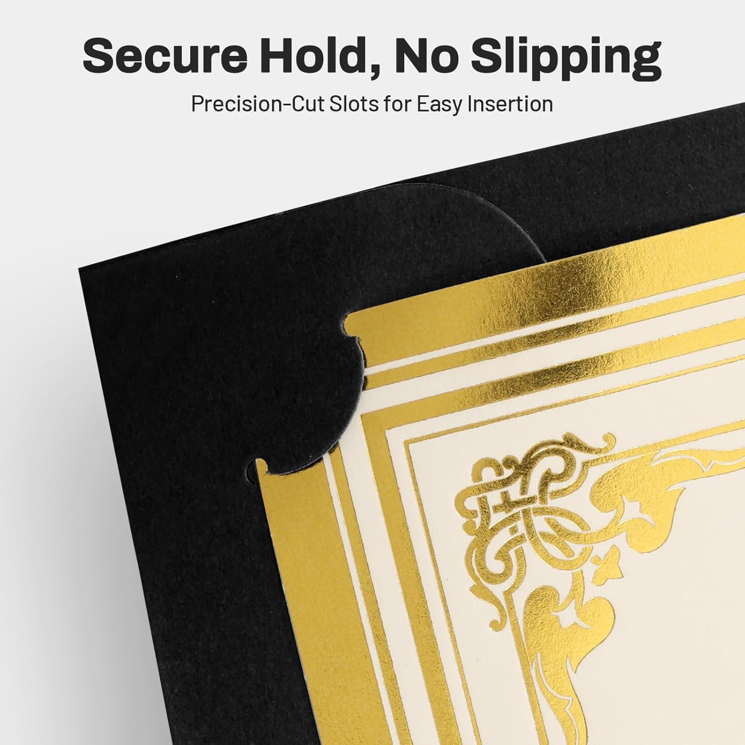 SUNEE Certificate Holders(Black, 150 Packs), Diploma Covers Gold Foil Border, for Letter Size 8.5x11 Certificates, Cardstock, Document Papers