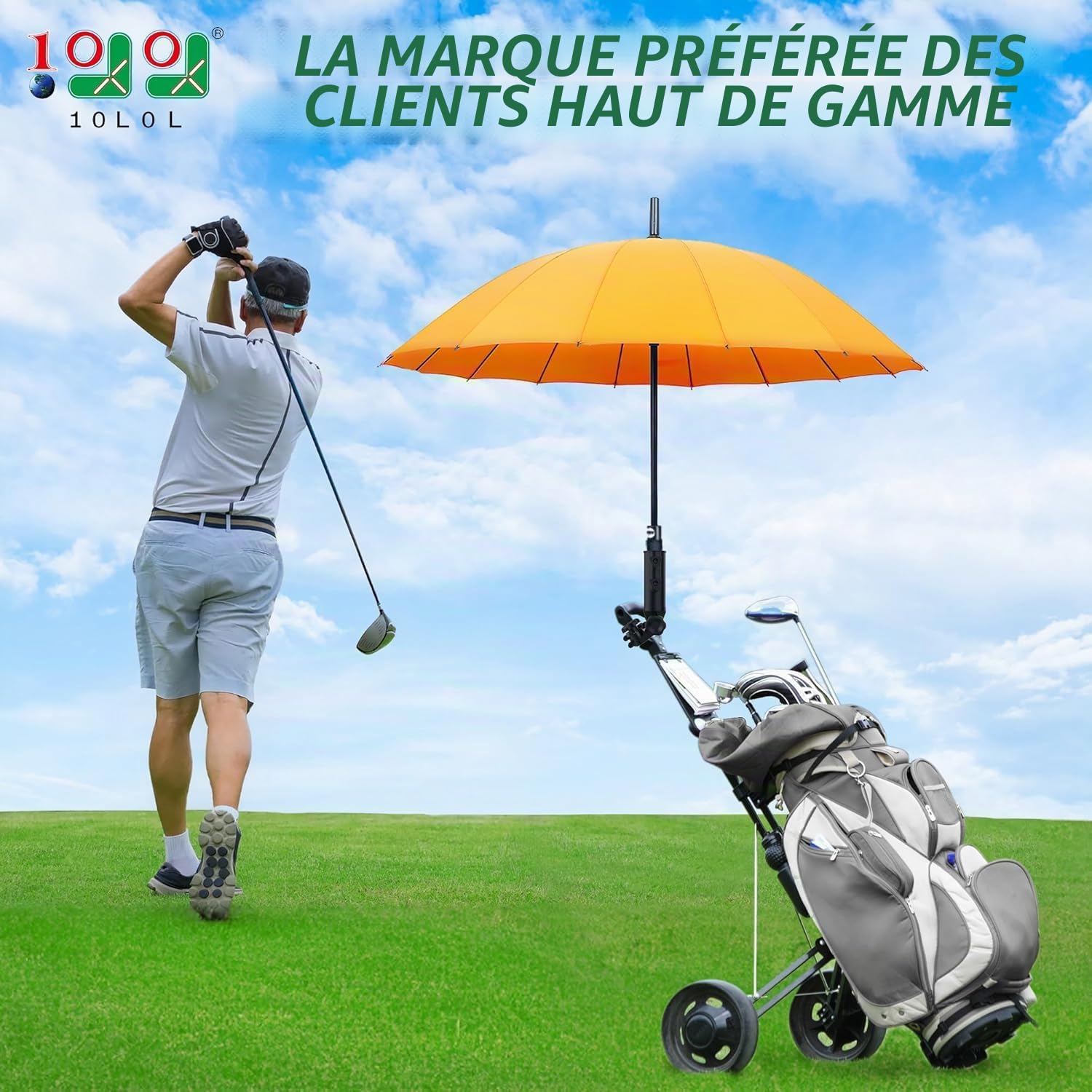10L0L Support Universel de Parapluie de Golf pour Chariot, Stable et sûr, résistant au Vent sans se briser, adapté aux bicyclettes/Jouets/chaises roulantes（Old/amélioré Base hexagonale en Aluminium