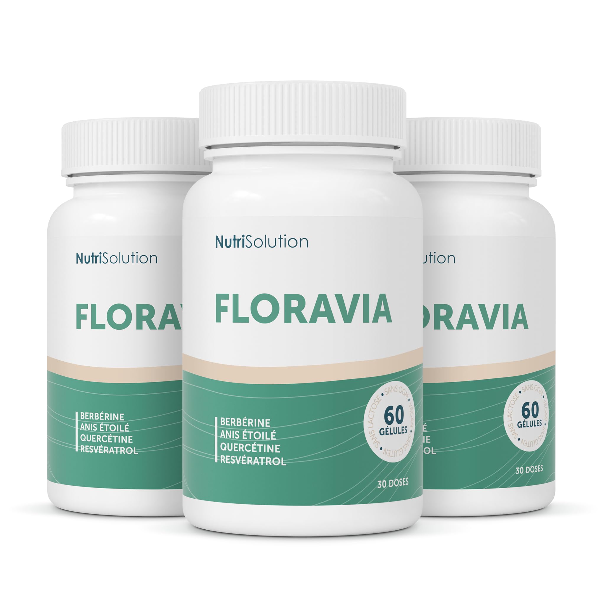 Floravia by NutriSolution I Resvératrol, Zinc, Vitamine B3, Vitamine D3, Berbérine, Quercétine, Inulin I 'Absorption des Nutriments, Probiotiques, à base de Plantes I Fabriqué en France (3)