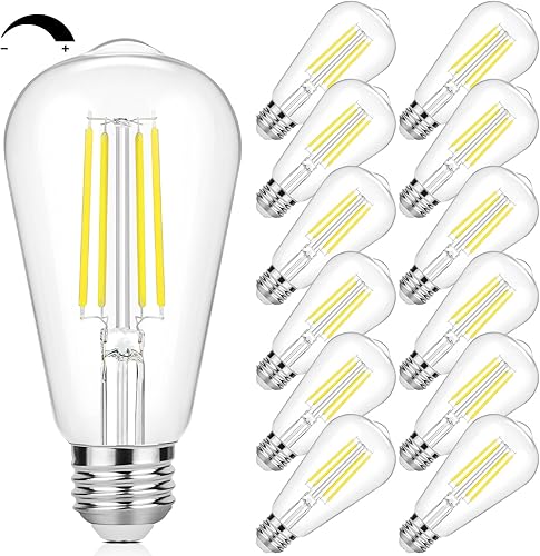 Miniatura 8 de Bombillas LED Edison vintage equivalentes a 60 W, regulables, 7 W, ST58, bombillas de filamento LED blanco neutro 4000 K, iluminación de estilo