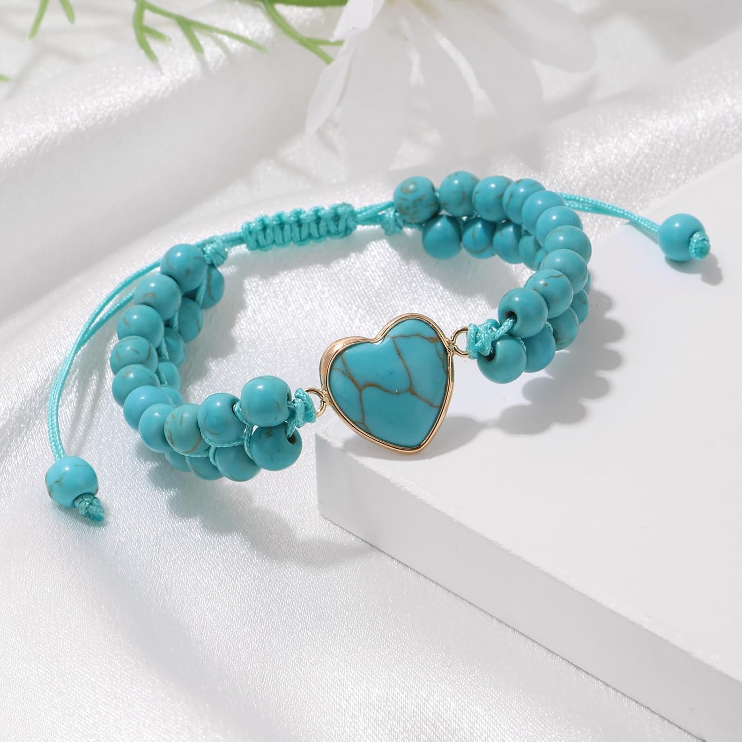 Healing Crystal Beeded Bracelets Tiger Eyes Heart Adjustable Bracelet Naturel Stone Braided Handmade Gemstone Bracelet for Women Men Mothers Day Christmas Graduation Gifts Jewelry image 2