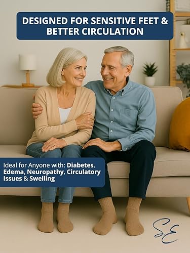 Vista 36 de Special Essentials Calcetines para diabéticos para hombres y mujeres, 6 pares de calcetines neuropatía que no se vinculan y absorben la humedad