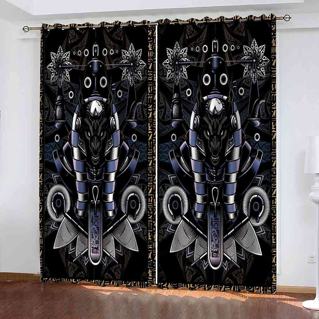Rideaux de salon d'enfants loup noir occultant pour chambre et cuisine