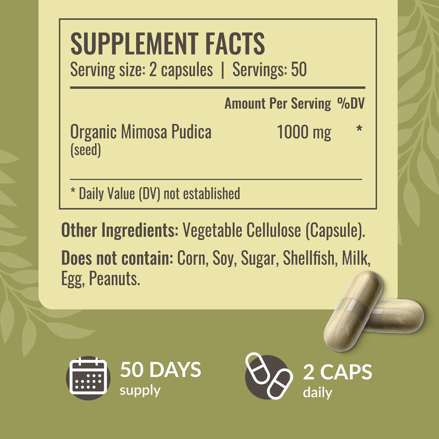 HERBAMAMA Mimosa Pudica Seed Capsules - 1000mg Mimosa Pudica Extract Powder for Digestive Cleanse & Detox - Vegan, Non-GMO Digestive Support Supplement, 100 Caps - Image 3