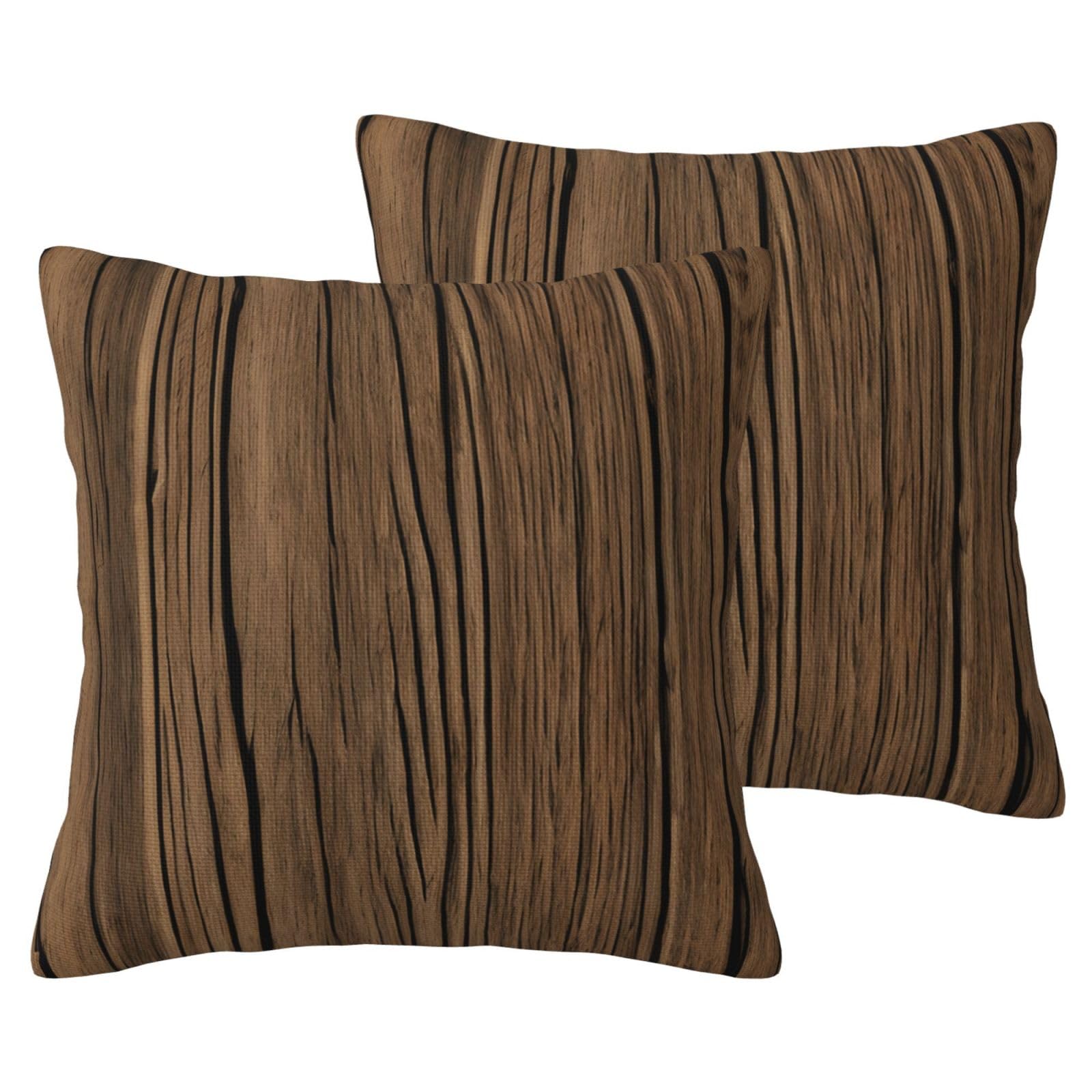 Housse de coussin grain de bois 61x61 pour un intérieur cocooning