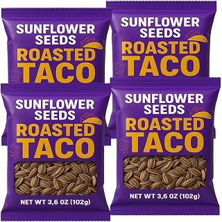 Sunflower Seeds Roasted Tacos Flavored | Keto Friendly, Low Carb Snack, Bold Flavor, Protein Snack, 4 Bags (3.6 oz. Each) 14.4 oz. Total