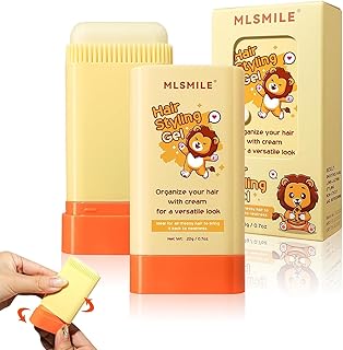Hair Styling Gel for Kids, Children's Hair Wax Stick - Built-in Comb 2-in-1 Hair Finishing Stick, Natural Ingredients Refreshing and Non-Greasy, Easy to Styling, 0.71oz, Clear