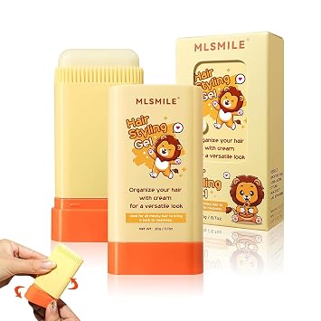 Hair Styling Gel for Kids, Childrens Hair Wax Stick - Built-in Comb 2-in-1 Hair Finishing Stick, Natural Ingredients Refreshing and Non-Greasy, Easy to Styling, 0.71oz, Clear