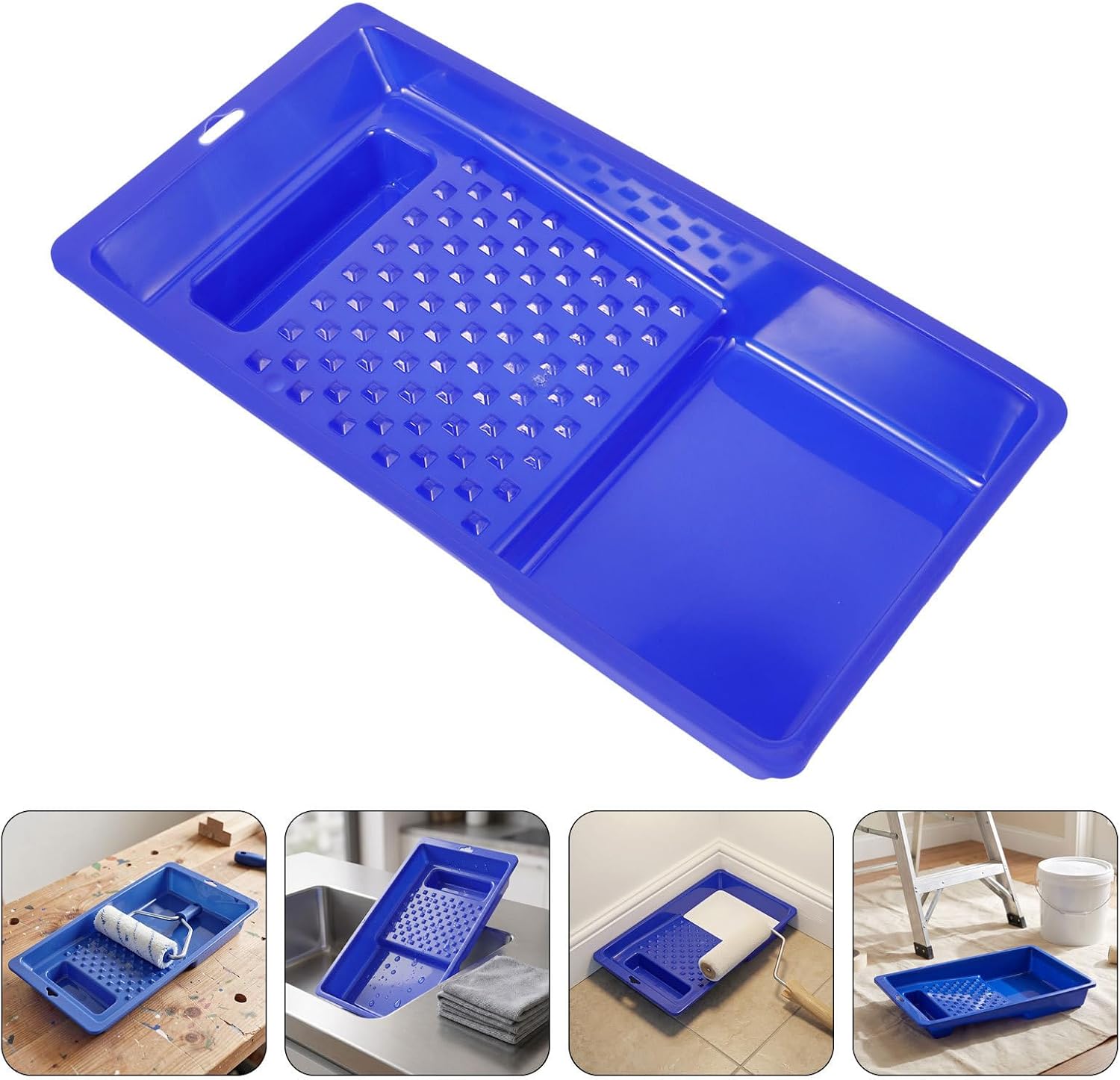 8pcs Paint Roller Tray Plastic Rectangular Paint Mixing Pan Blue