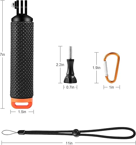 Miniatura 5 de Agarre de mano flotante, montaje en poste impermeable para GoPro Hero 13/12/11/10/9/8/7/6/5/4/3/3+/2/1 sesión, accesorios de montaje de mango para